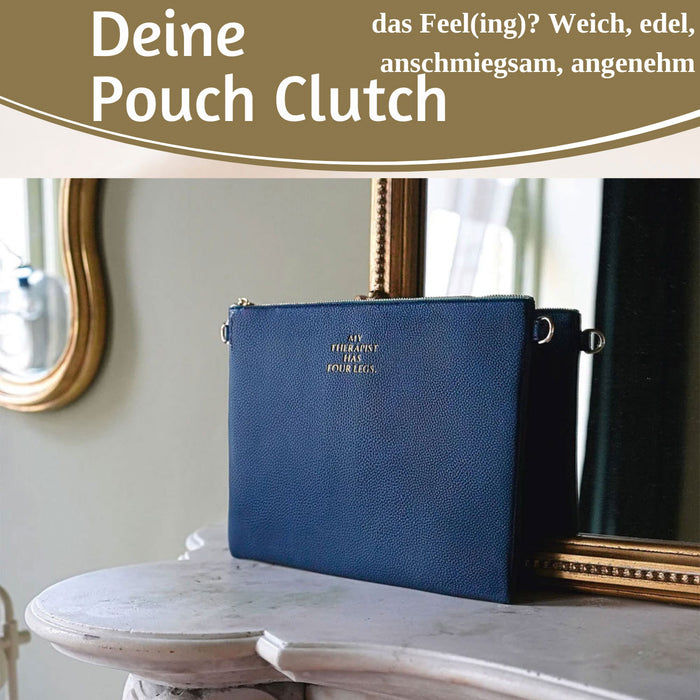 KI-generiertes Bild,Mimi's Glow Clutch Stella Navy Blau XL 30cm PU Leder Haptik Handtasche Kosmetiktasche