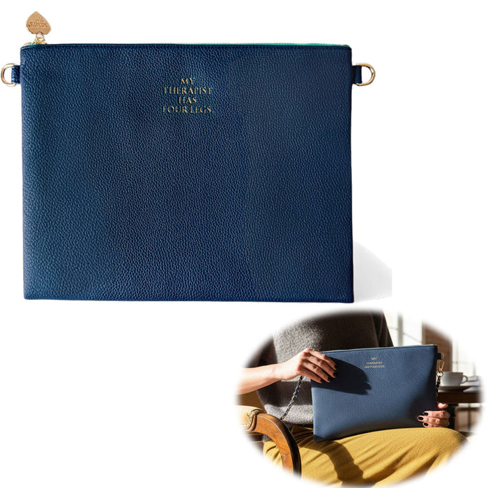 KI-generiertes Bild Mimi's Glow Clutch Stella Navy Blau XL 30cm PU Leder Haptik Handtasche Kosmetiktasche