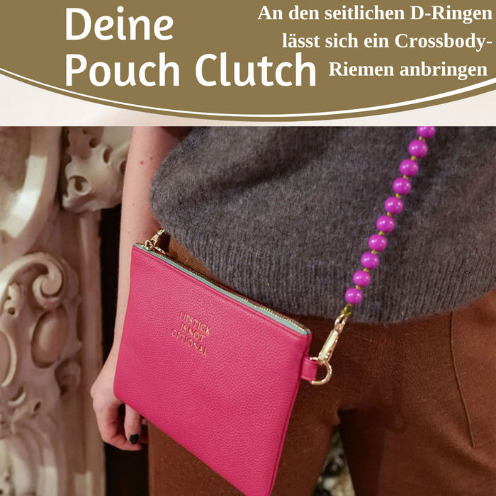 KI-generiertes Bild,Mimi's Glow Clutch Lia Pink 22cm PU Leder Haptik Handtasche Kosmetiktasche