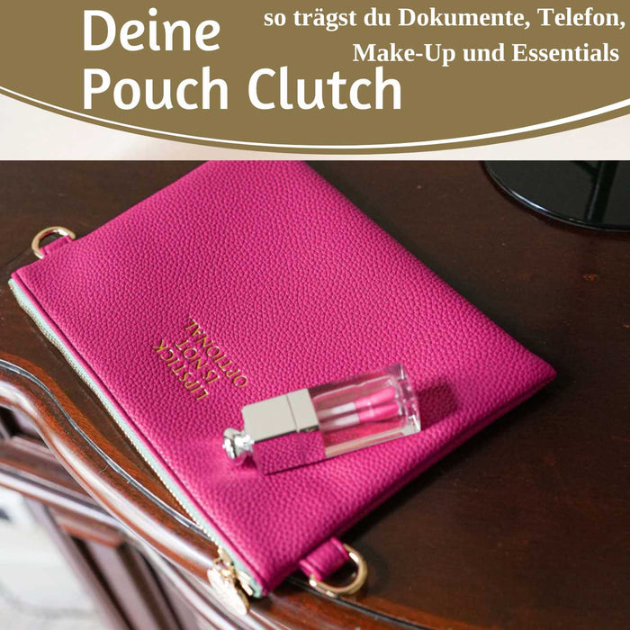 KI-generiertes Bild,Mimi's Glow Clutch Lia Pink 22cm PU Leder Haptik Handtasche Kosmetiktasche