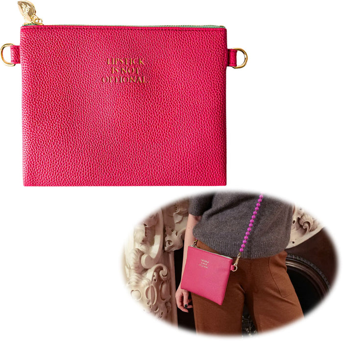 KI-generiertes Bild Mimi's Glow Clutch Lia Pink 22cm PU Leder Haptik Handtasche Kosmetiktasche