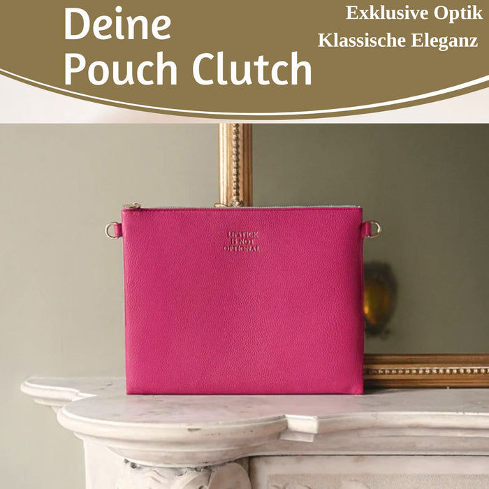 KI-generiertes Bild,Mimi's Glow Clutch Stella Pink XL 30cm PU Leder Haptik Handtasche Kosmetiktasche
