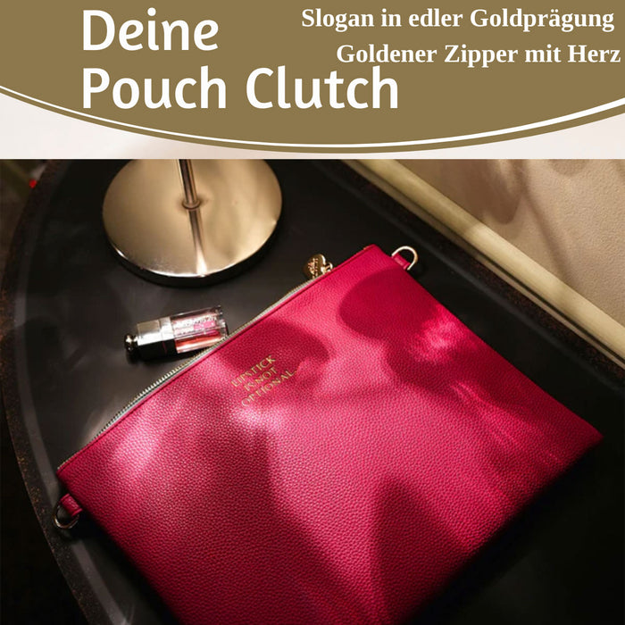 KI-generiertes Bild,Mimi's Glow Clutch Stella Pink XL 30cm PU Leder Haptik Handtasche Kosmetiktasche