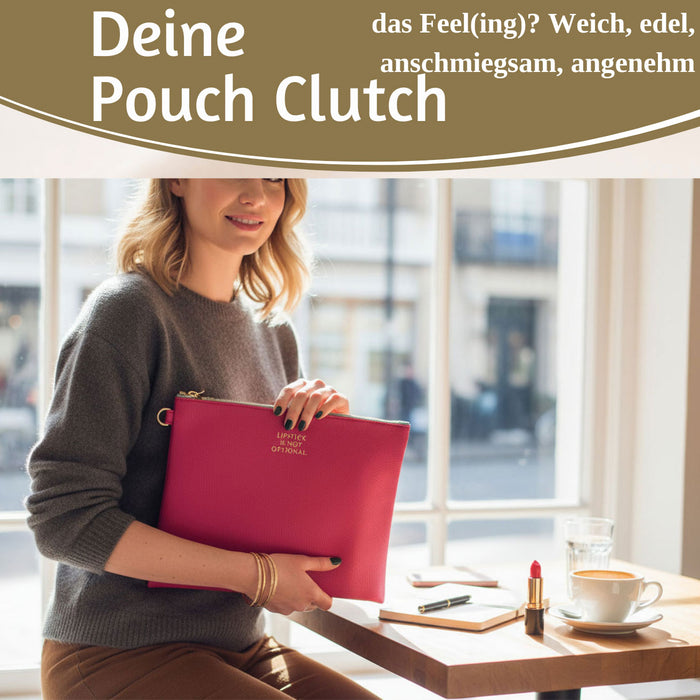 KI-generiertes Bild,Mimi's Glow Clutch Stella Pink XL 30cm PU Leder Haptik Handtasche Kosmetiktasche