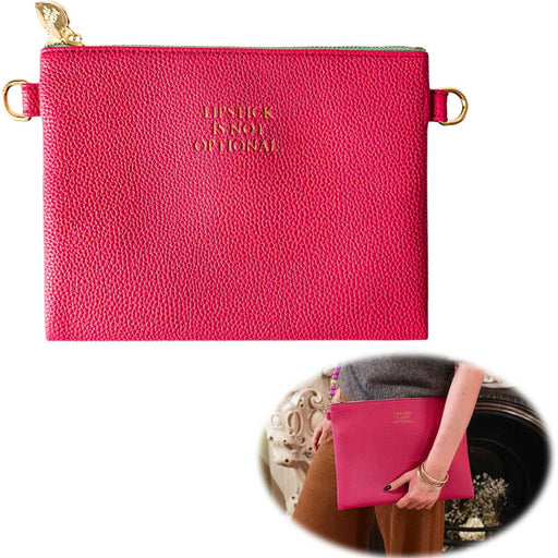 KI-generiertes Bild Mimi's Glow Clutch Stella Pink XL 30cm PU Leder Haptik Handtasche Kosmetiktasche