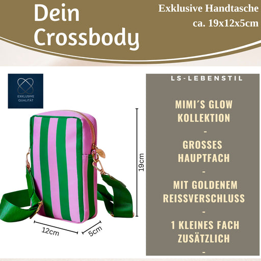 KI-generiertes Bild,Mimi's Glow Handytasche Ruby Grün Violett 19x12cm Crossbody Umhängetasche