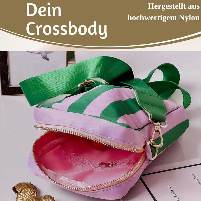 KI-generiertes Bild,Mimi's Glow Handytasche Ruby Grün Violett 19x12cm Crossbody Umhängetasche