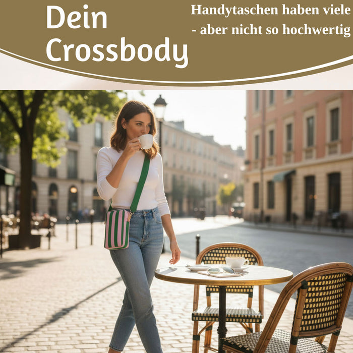 KI-generiertes Bild,Mimi's Glow Handytasche Ruby Grün Violett 19x12cm Crossbody Umhängetasche