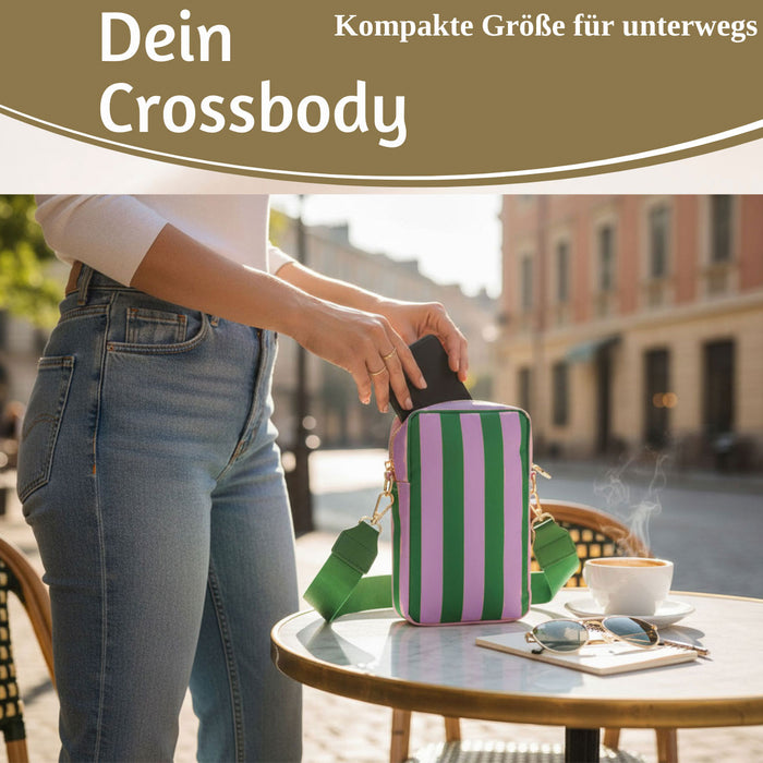 KI-generiertes Bild,Mimi's Glow Handytasche Ruby Grün Violett 19x12cm Crossbody Umhängetasche