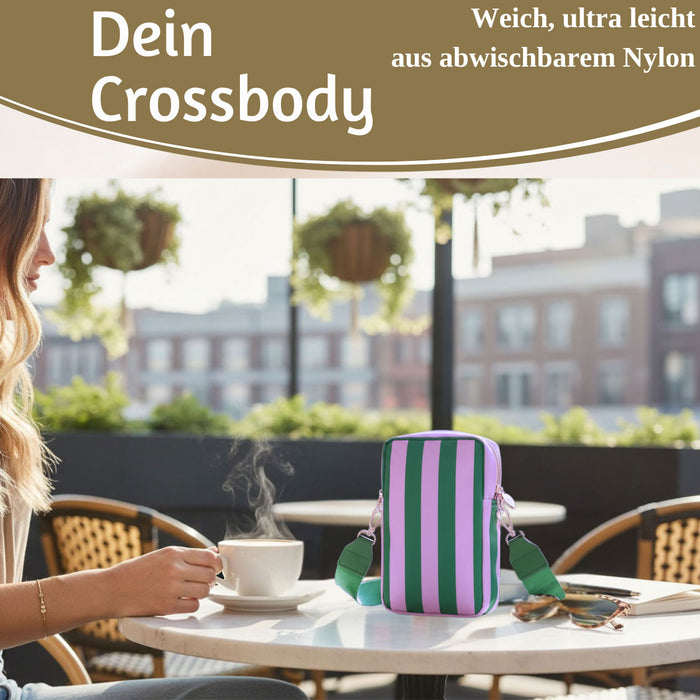 KI-generiertes Bild,Mimi's Glow Handytasche Ruby Grün Violett 19x12cm Crossbody Umhängetasche
