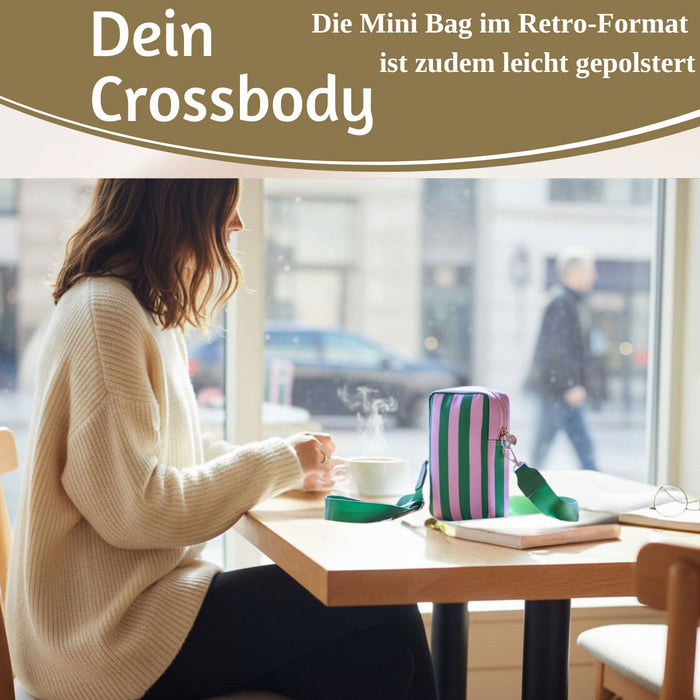 KI-generiertes Bild,Mimi's Glow Handytasche Ruby Grün Violett 19x12cm Crossbody Umhängetasche