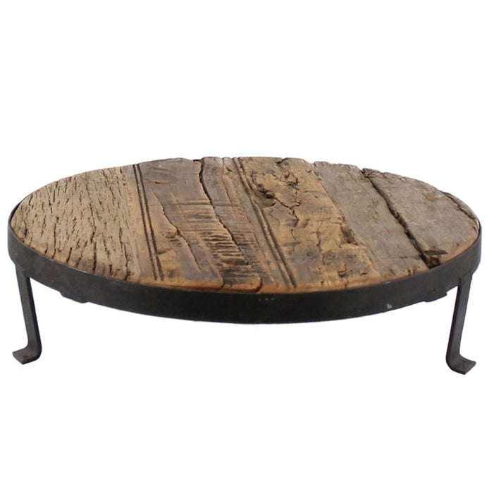KI-generiertes Bild,Vintage Holz Pflanzenhocker Dehli 25cm Minitisch Deko-Tablett Blumenständer