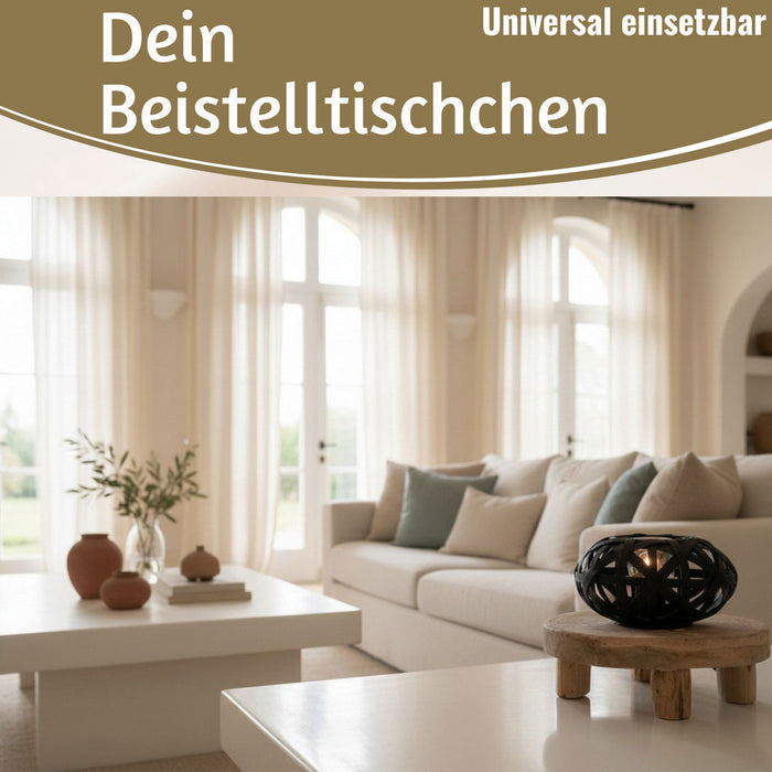 KI-generiertes Bild,Pflanzenhocker Teak Holz 20x7cm Rund Mini Tisch Deko Tablett Blumenständer