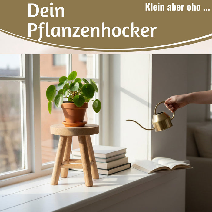 KI-generiertes Bild,Pflanzenhocker Teak Holz 21x16cm Mini Tisch Rechteckig Deko Hocker Blumenständer