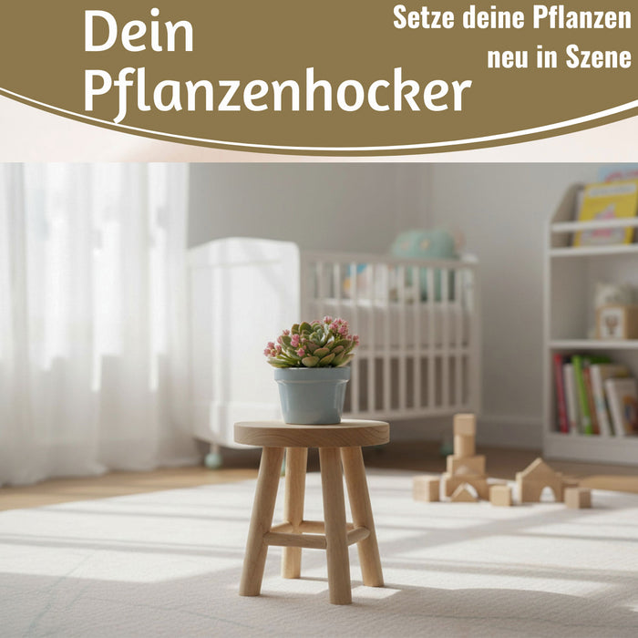 KI-generiertes Bild,Pflanzenhocker Teak Holz 21x16cm Mini Tisch Rechteckig Deko Hocker Blumenständer