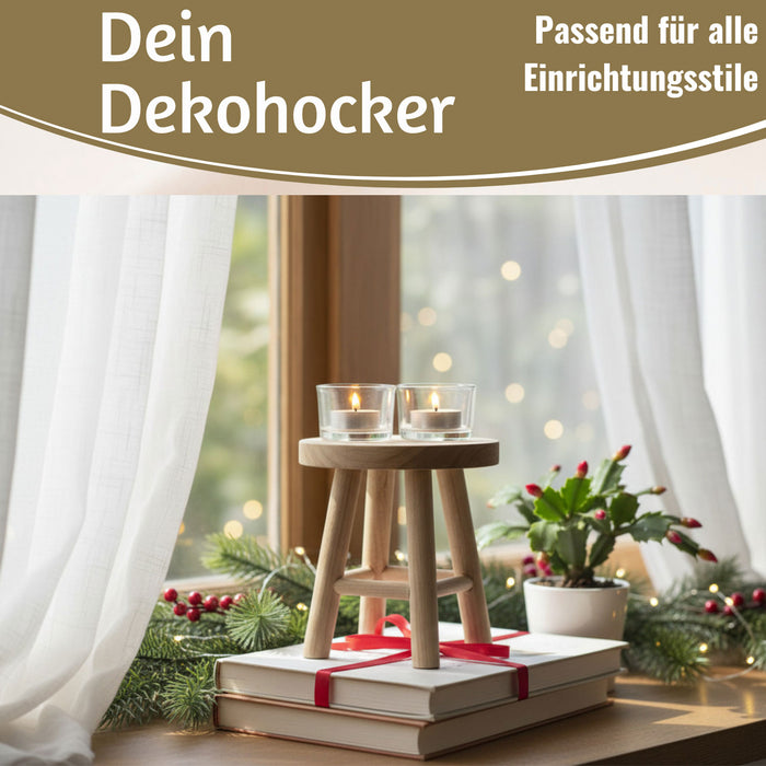 KI-generiertes Bild,Pflanzenhocker Teak Holz 21x16cm Mini Tisch Rechteckig Deko Hocker Blumenständer