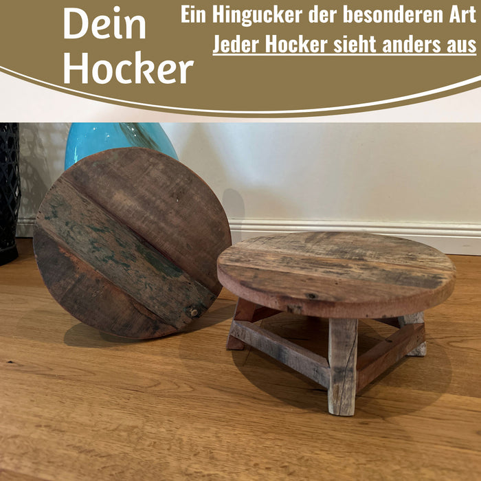 KI-generiertes Bild,Holz Pflanzenhocker 25x12cm Rund Mini Tisch Deko Hocker Blumenständer