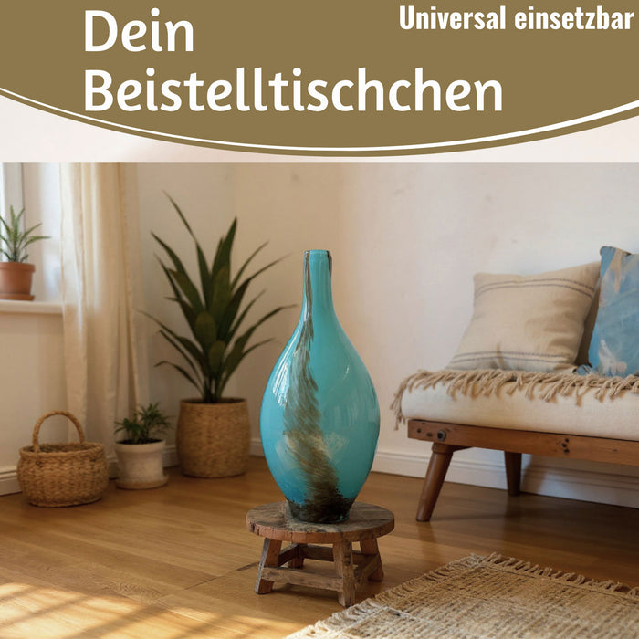 KI-generiertes Bild,Holz Pflanzenhocker 25x12cm Rund Mini Tisch Deko Hocker Blumenständer