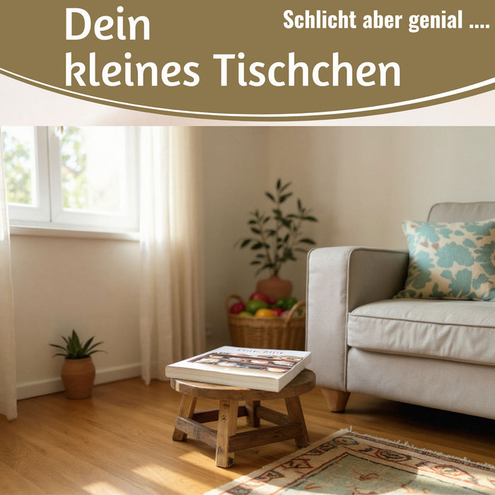 KI-generiertes Bild,Holz Pflanzenhocker 25x12cm Rund Mini Tisch Deko Hocker Blumenständer