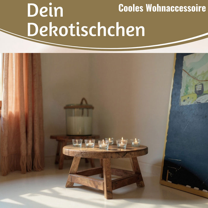 KI-generiertes Bild,Holz Pflanzenhocker 25x12cm Rund Mini Tisch Deko Hocker Blumenständer