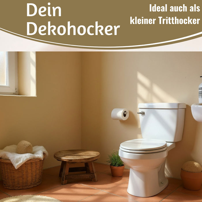 KI-generiertes Bild,Holz Pflanzenhocker 25x12cm Rund Mini Tisch Deko Hocker Blumenständer