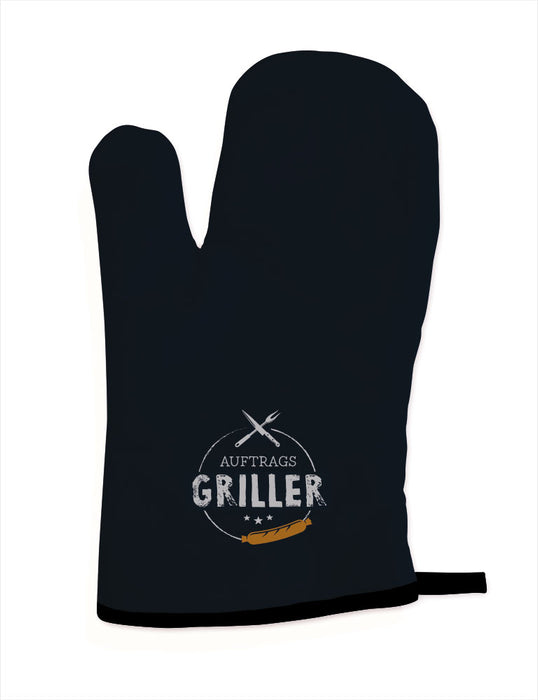 KI-generiertes Bild Ofenhandschuh BBQ "Auftrags-Griller" hitzebeständig 28,5x16cm Kochhandschuh