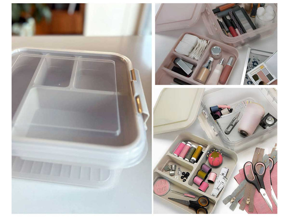 KI-generiertes Bild,Sortierbox Aufbewahrungsbox 26x11cm Beige Stapelbox mit Deckel Kosmetik Organizer
