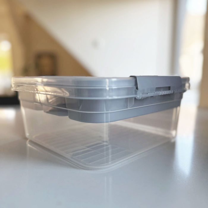 KI-generiertes Bild,Sortierbox Aufbewahrungsbox 26x11cm Grau Stapelbox mit Deckel Kosmetik Organizer