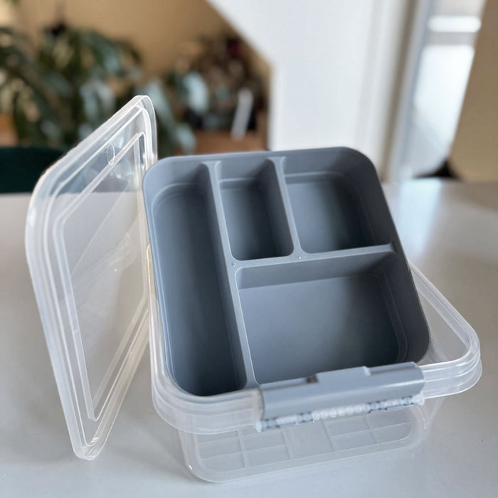 KI-generiertes Bild,Sortierbox Aufbewahrungsbox 26x11cm Grau Stapelbox mit Deckel Kosmetik Organizer