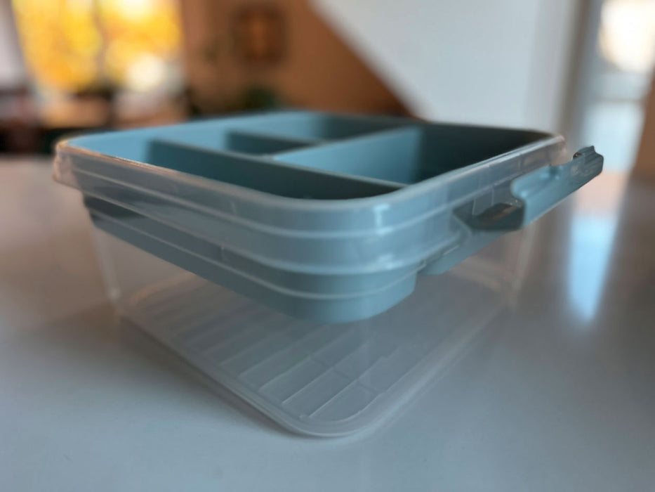 KI-generiertes Bild,Sortierbox Aufbewahrungsbox 26x11cm Grün Stapelbox mit Deckel Kosmetik Organizer