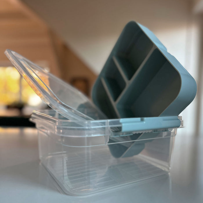KI-generiertes Bild,Sortierbox Aufbewahrungsbox 26x11cm Grün Stapelbox mit Deckel Kosmetik Organizer