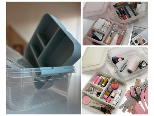 KI-generiertes Bild,Sortierbox Aufbewahrungsbox 26x11cm Grün Stapelbox mit Deckel Kosmetik Organizer