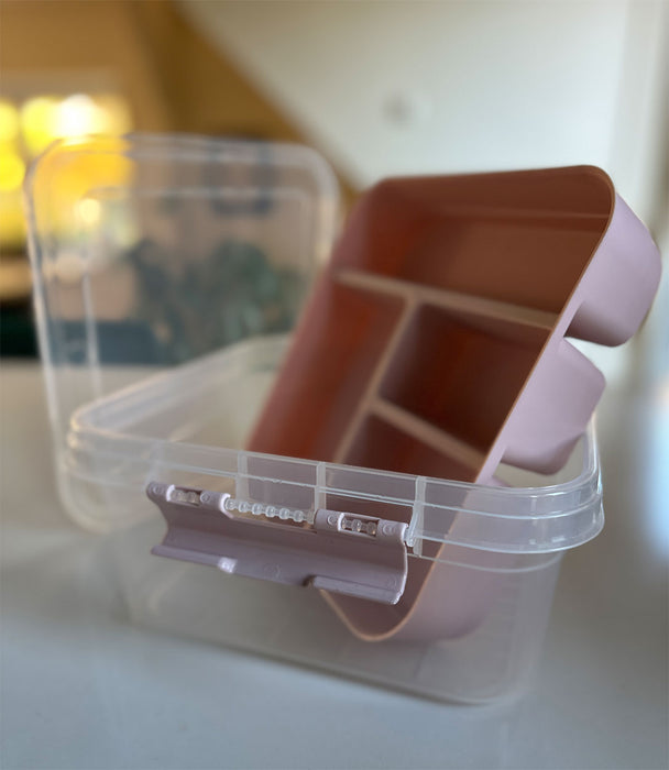 KI-generiertes Bild,Sortierbox Aufbewahrungsbox 26x11cm Rosa Stapelbox mit Deckel Kosmetik Organizer