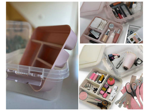 KI-generiertes Bild,Sortierbox Aufbewahrungsbox 26x11cm Rosa Stapelbox mit Deckel Kosmetik Organizer