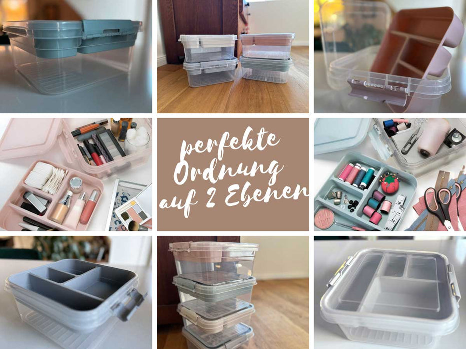 KI-generiertes Bild,Sortierbox Aufbewahrungsbox 26x11cm Rosa Stapelbox mit Deckel Kosmetik Organizer