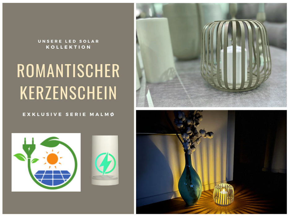 KI-generiertes Bild,Solar Outdoor LED Windlicht Lampe Grün 20cm Stumpenkerze Timer Metall Kunststoff