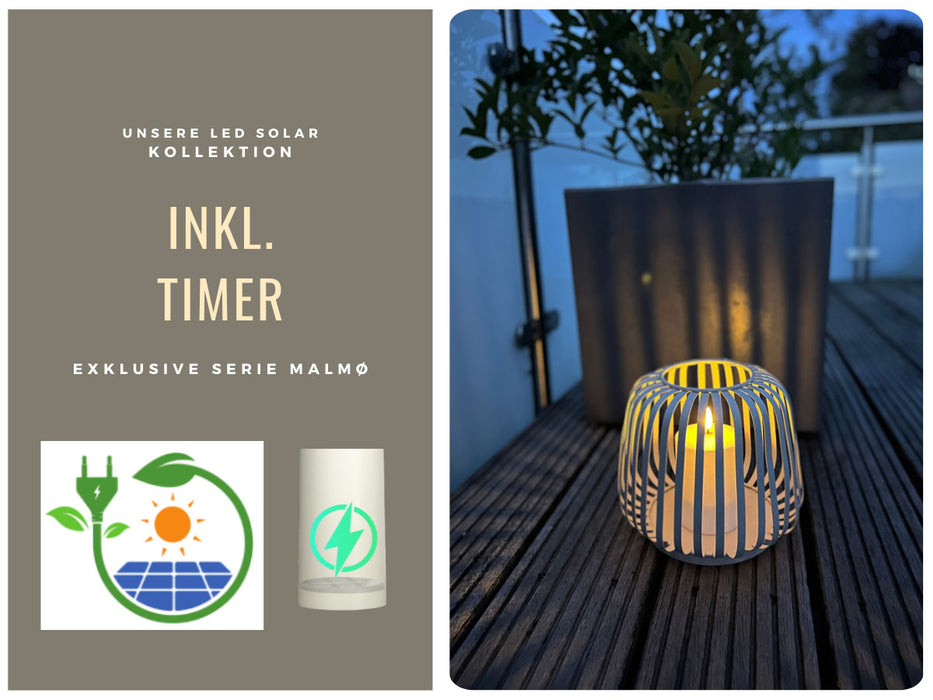 KI-generiertes Bild,Solar Outdoor LED Windlicht Lampe Grün 20cm Stumpenkerze Timer Metall Kunststoff
