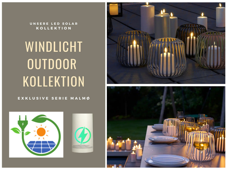 KI-generiertes Bild,Solar Outdoor LED Windlicht Lampe Grün 20cm Stumpenkerze Timer Metall Kunststoff