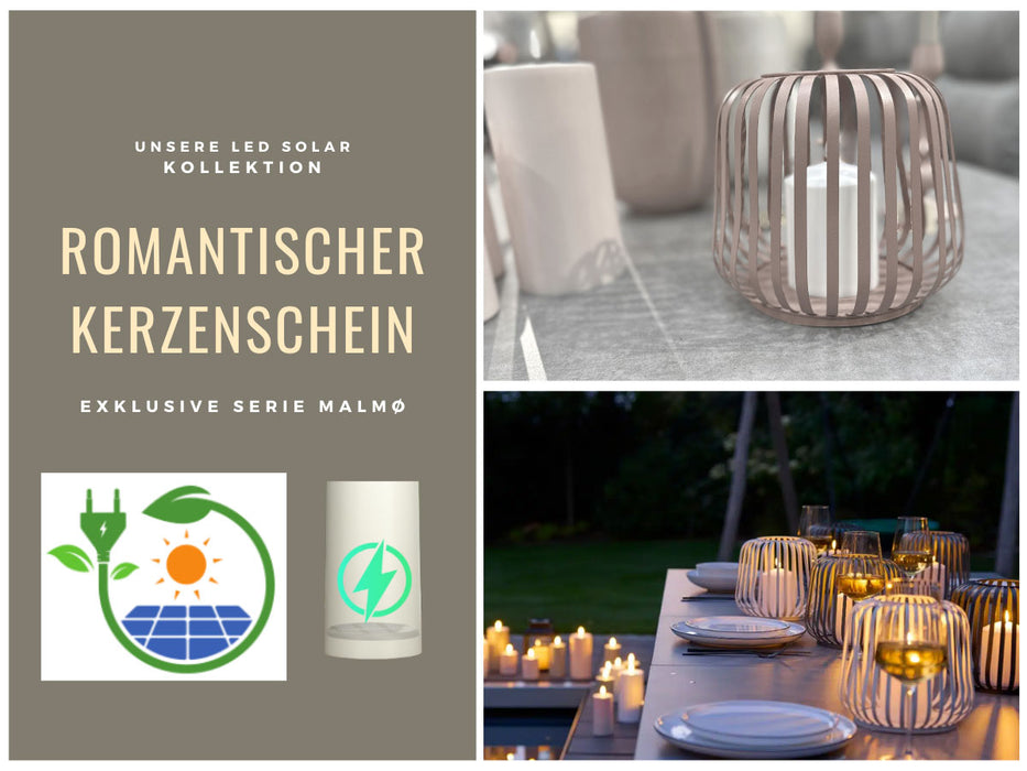 KI-generiertes Bild,Solar Outdoor LED Windlicht Lampe Sand 20cm Stumpenkerze Timer Metall Kunststoff