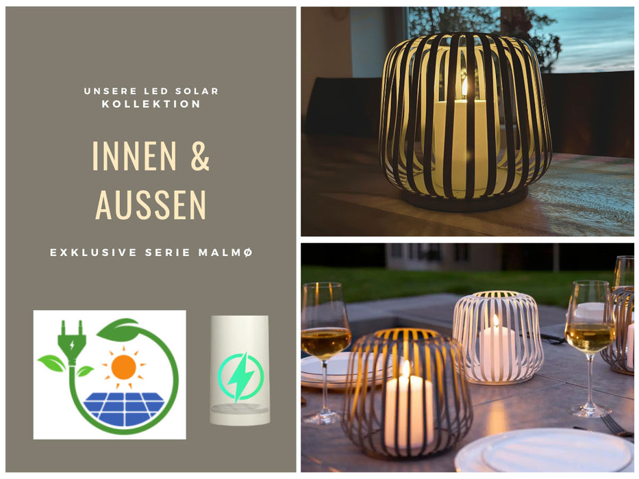 KI-generiertes Bild,Solar Outdoor LED Windlicht Lampe Sand 20cm Stumpenkerze Timer Metall Kunststoff