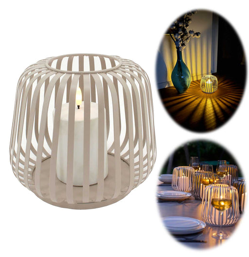 KI-generiertes Bild Solar Outdoor LED Windlicht Lampe Sand 20cm Stumpenkerze Timer Metall Kunststoff