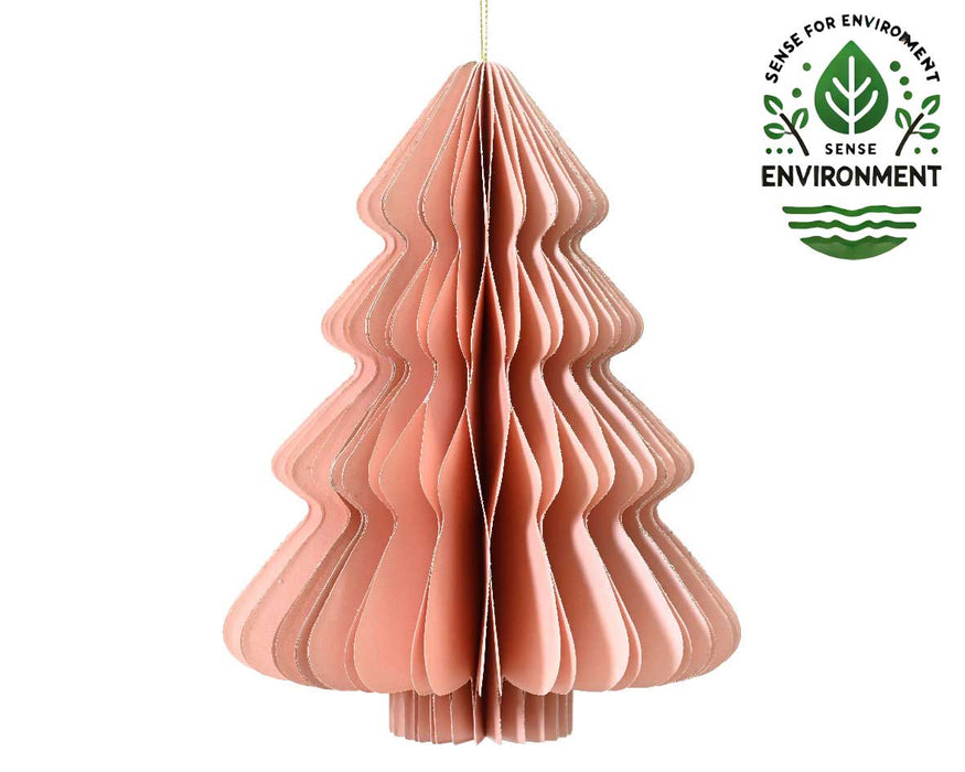 KI-generiertes Bild Papier Tannenbaum 20x15cm Rosa Stehend / Anhänger Deko Weihnachten Baumschmuck