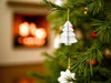 KI-generiertes Bild,3x Papier Tannenbaum Weiß - goldener Rand - 8cm Deko-Anhänger Weihnachten Baumschmuck