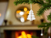 KI-generiertes Bild,3x Papier Tannenbaum Weiß - goldener Rand - 8cm Deko-Anhänger Weihnachten Baumschmuck