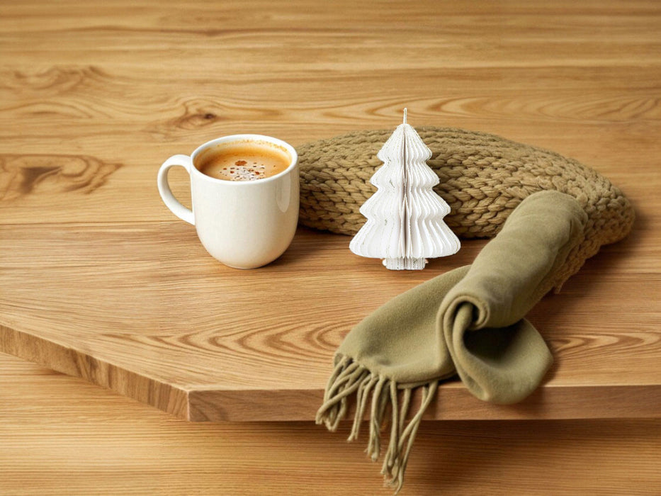 KI-generiertes Bild,3x Papier Tannenbaum Weiß - goldener Rand - 8cm Deko-Anhänger Weihnachten Baumschmuck