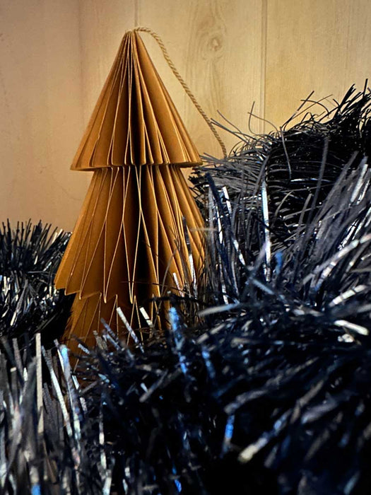 KI-generiertes Bild,2x Papier Tannenbaum Grau Braun 15cm Set Deko-Anhänger Weihnachten Baumschmuck