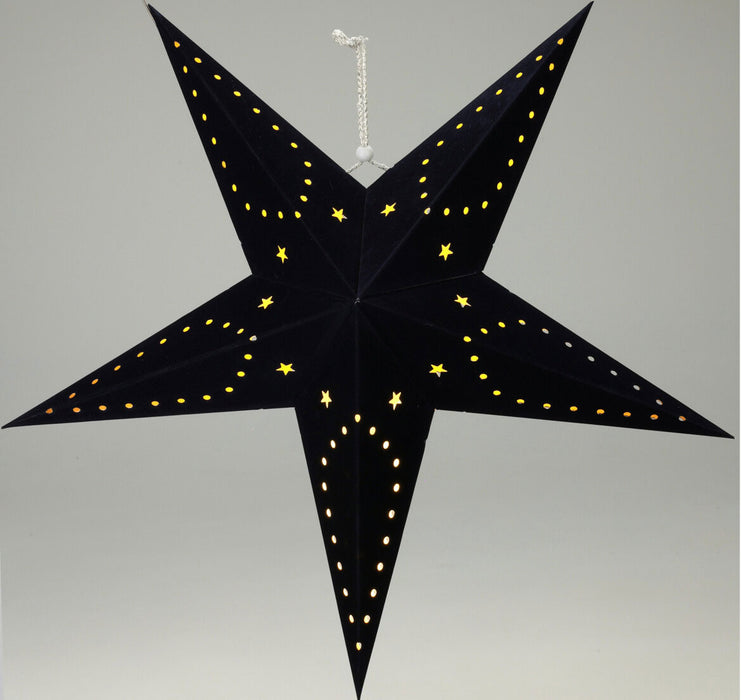 KI-generiertes Bild,3D Leuchtstern Papierstern Ø 60cm Schwarz 10 LED Timer Weihnachtsstern
