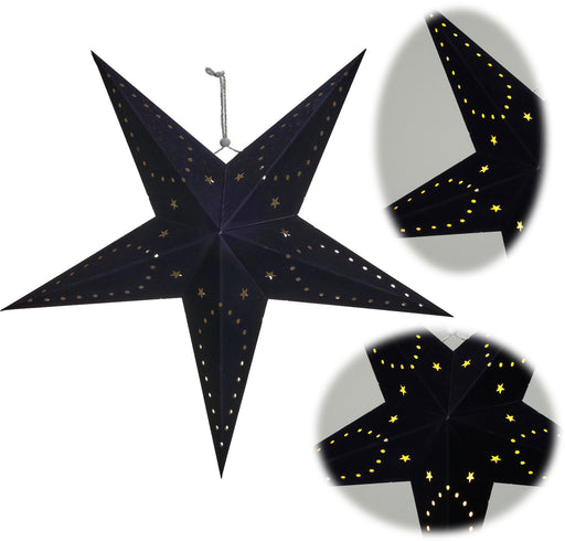 KI-generiertes Bild 3D Leuchtstern Papierstern Ø 60cm Schwarz 10 LED Timer Weihnachtsstern