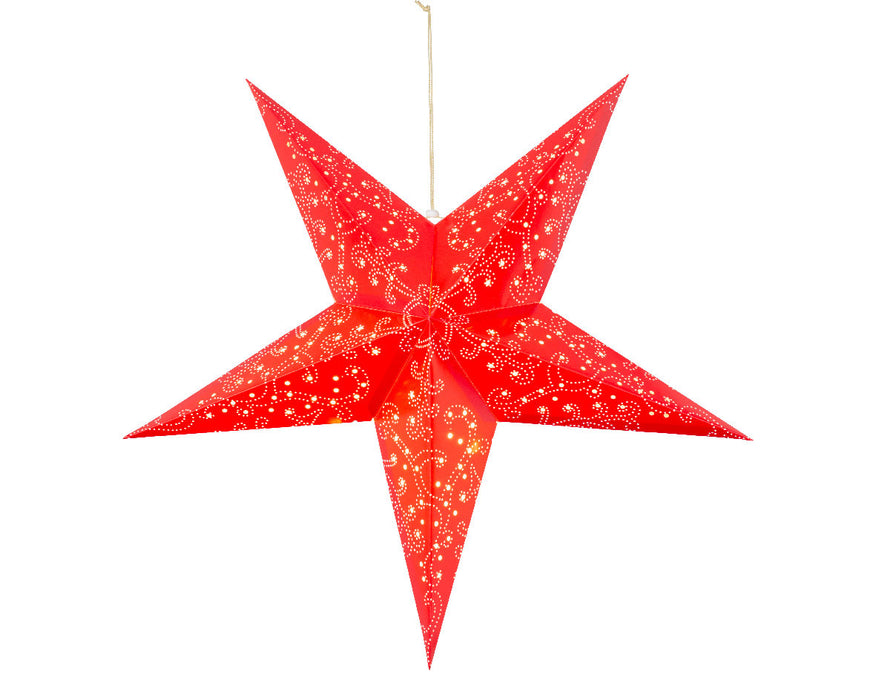 KI-generiertes Bild,3D Leuchtstern Papierstern Ø 60cm Rot Ornament 20 LED Beleuchtet Weihnachtsstern