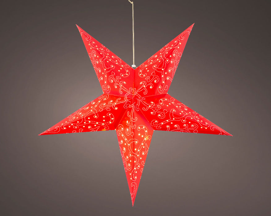 KI-generiertes Bild,3D Leuchtstern Papierstern Ø 60cm Rot Ornament 20 LED Beleuchtet Weihnachtsstern